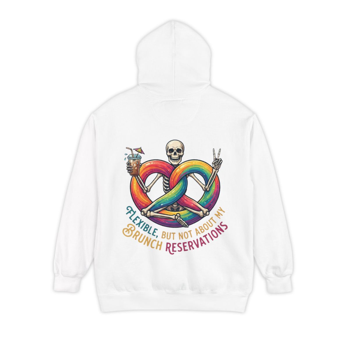 Color: White | Flexible But Not About Brunch Garment-Dyed Hoodie