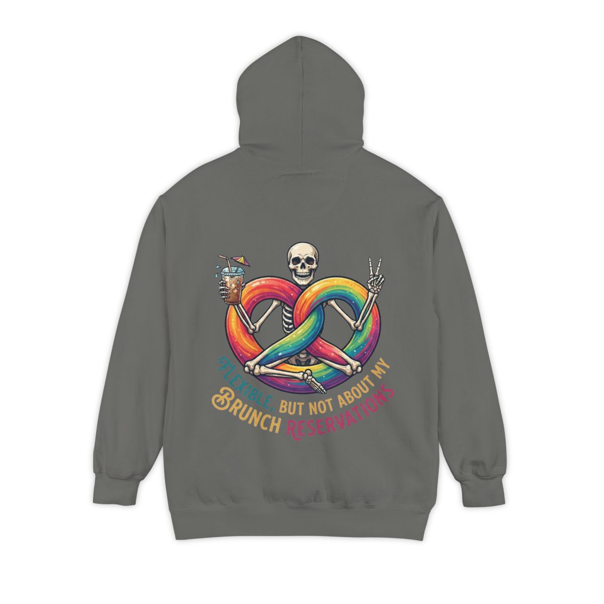 Color: Grey | Flexible But Not About Brunch Garment-Dyed Hoodie