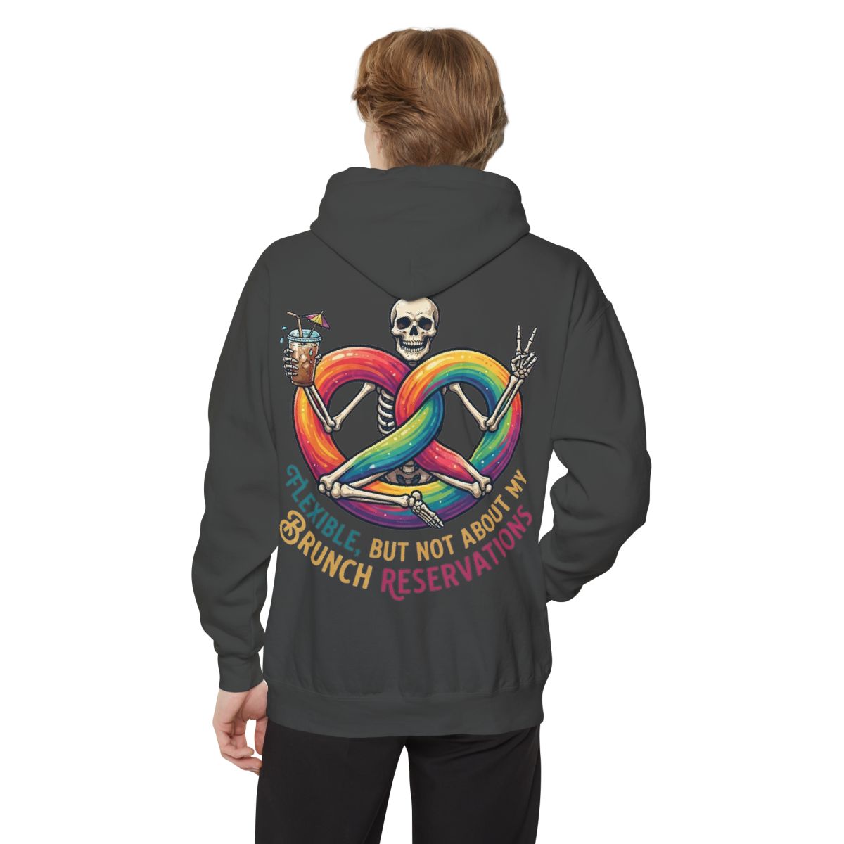 Color: Pepper | Flexible But Not About Brunch Garment-Dyed Hoodie