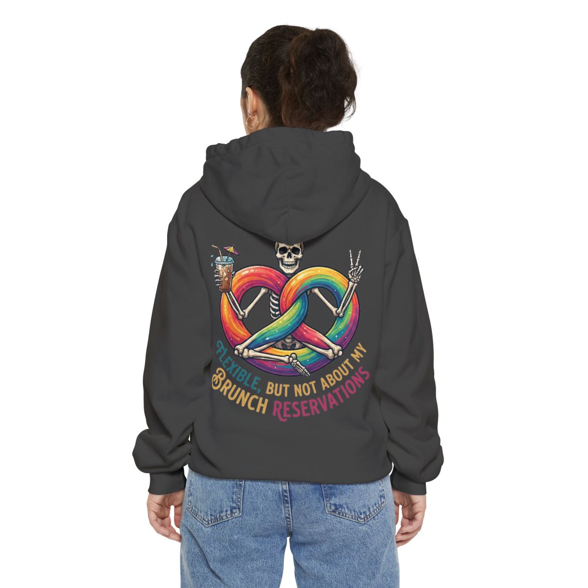 Color: Pepper | Flexible But Not About Brunch Garment-Dyed Hoodie