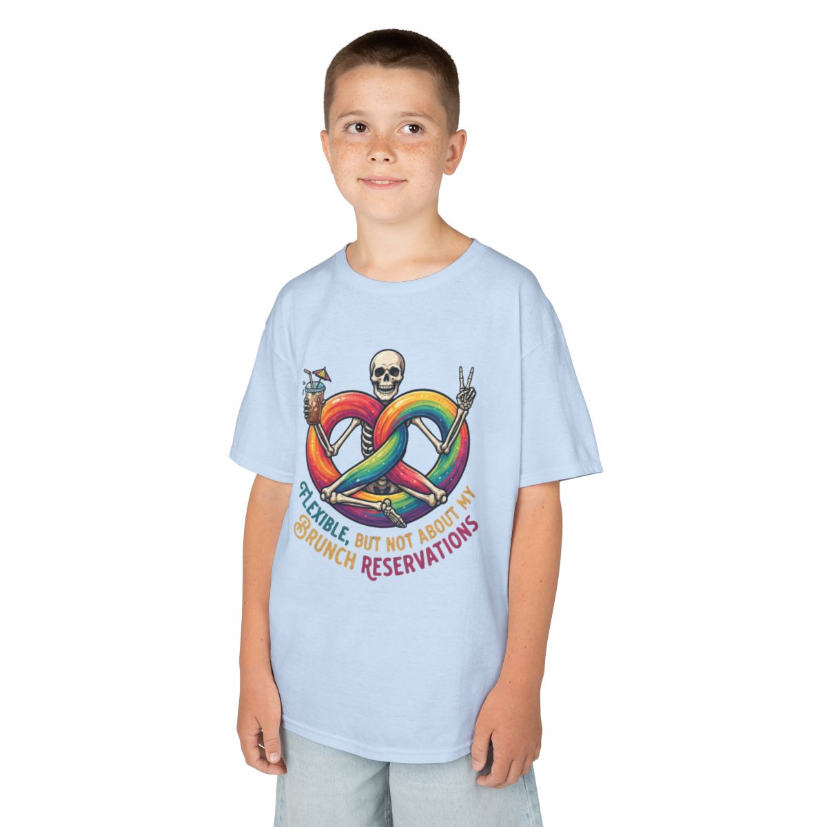 Color: Light Blue | Flexible But Not About Brunch Kids Tee