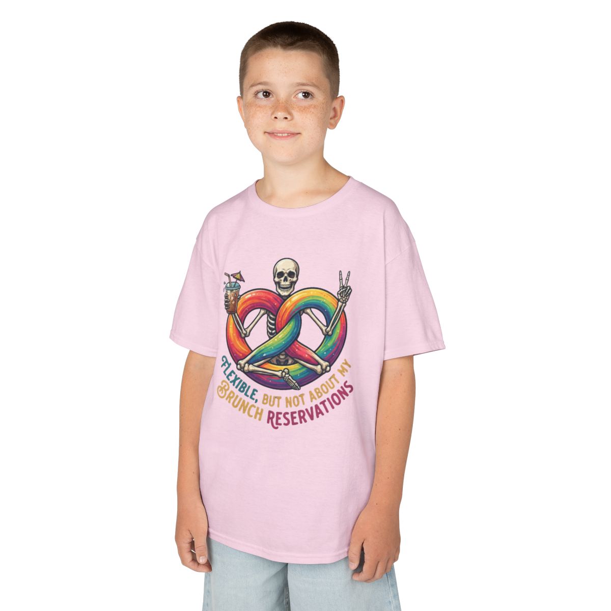 Color: Light Pink | Flexible But Not About Brunch Kids Tee