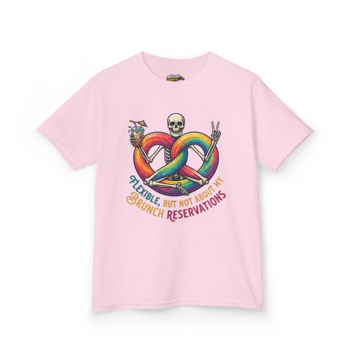 Color: Light Pink | Flexible But Not About Brunch Kids Tee