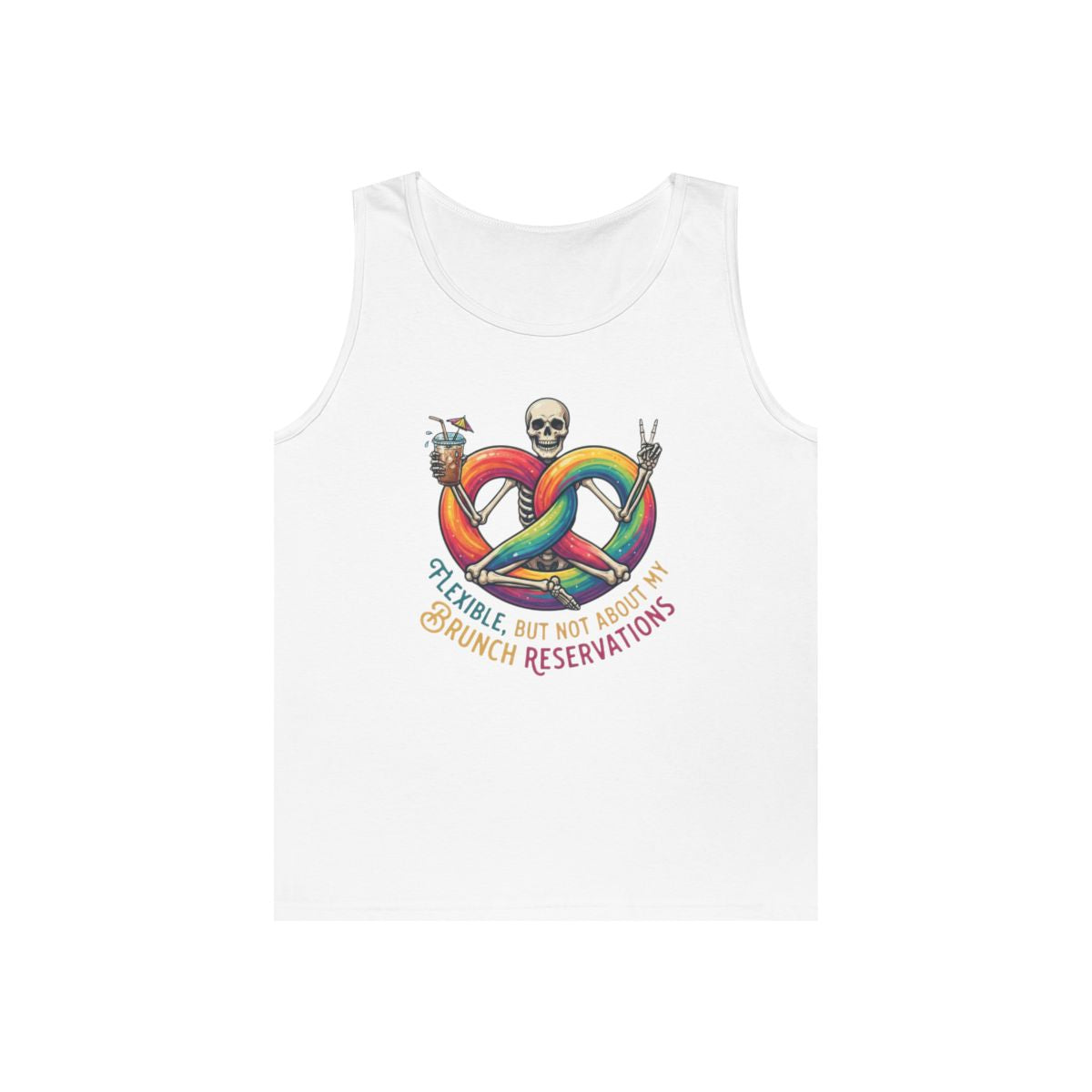 Color: White | Flexible But Not About Brunch Tank Top