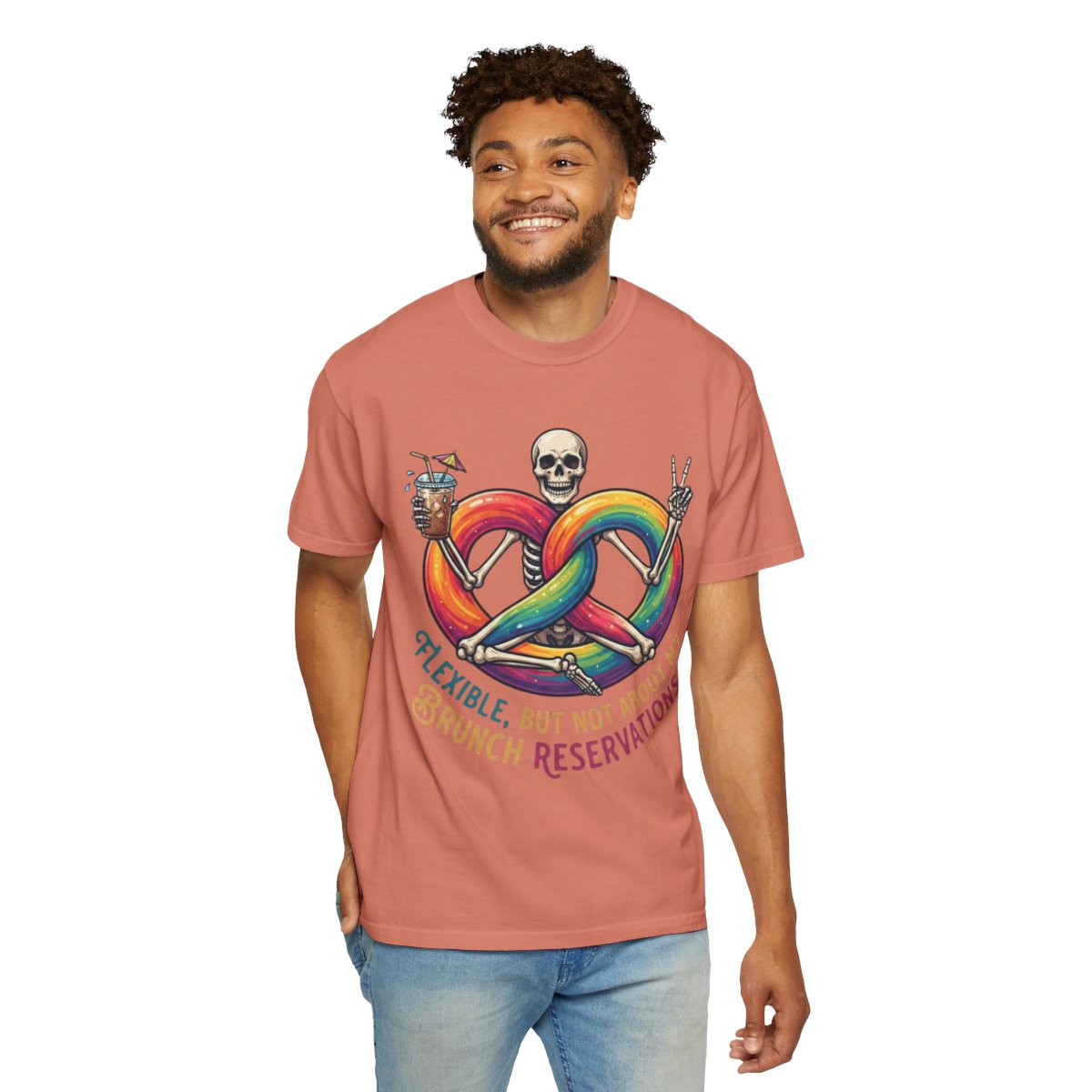 Color: Terracotta | Flexible But Not About Brunch Unisex Garment-Dyed Tee
