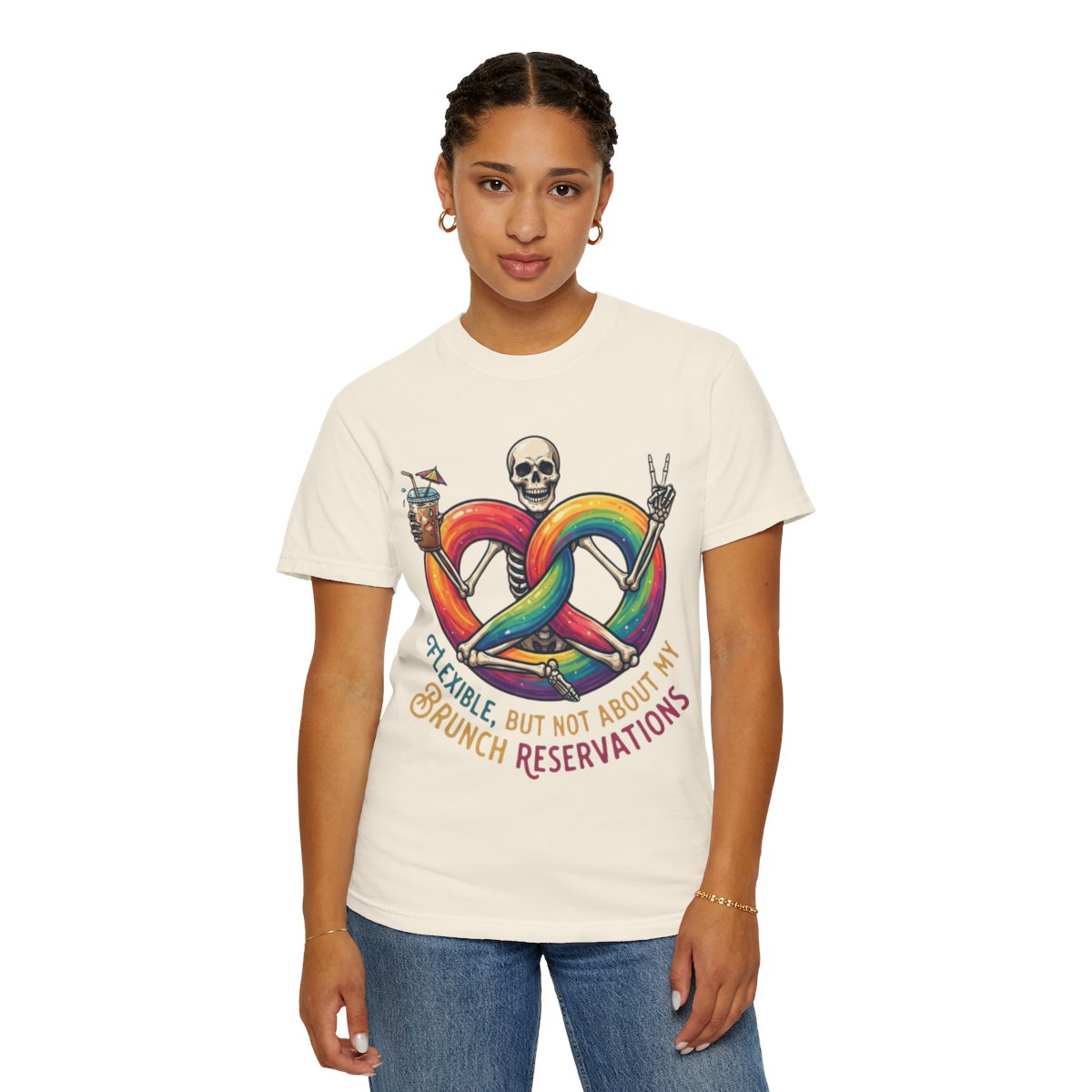 Color: Ivory | Flexible But Not About Brunch Unisex Garment-Dyed Tee