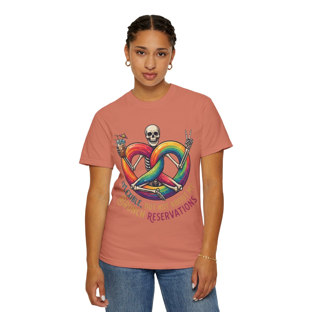 Color: Terracotta | Flexible But Not About Brunch Unisex Garment-Dyed Tee