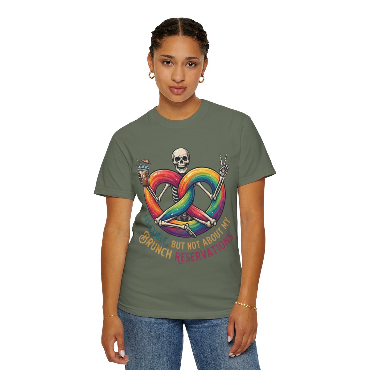 Color: Moss | Flexible But Not About Brunch Unisex Garment-Dyed Tee