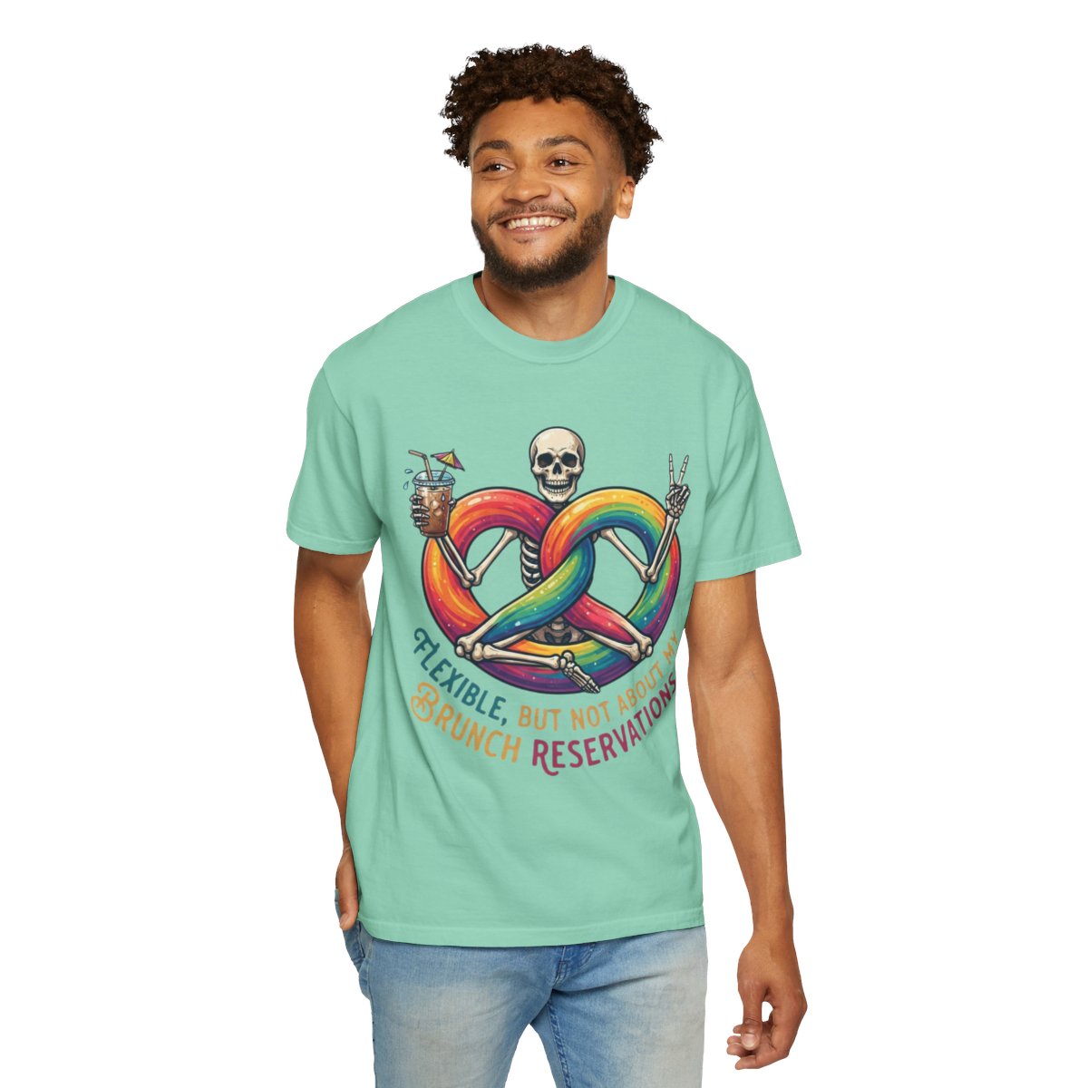 Color: Island Reef | Flexible But Not About Brunch Unisex Garment-Dyed Tee