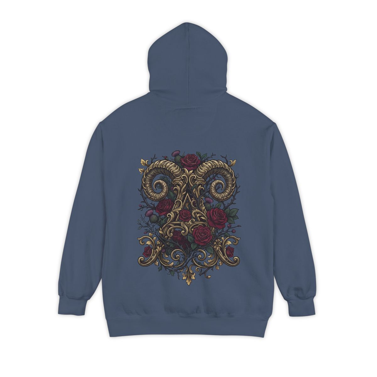 Color: Denim | Floral Monogram Aries Garment-Dyed Hoodie