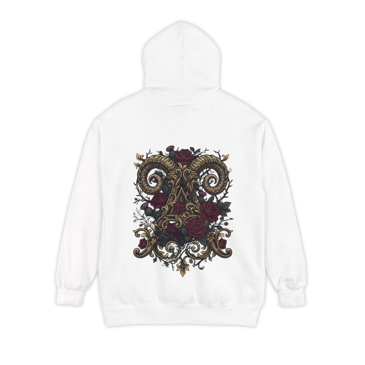 Color: White | Floral Monogram Aries Garment-Dyed Hoodie