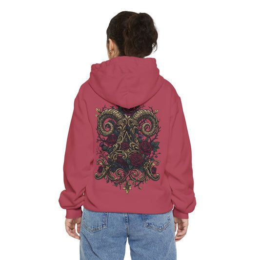 Color: Crimson | Floral Monogram Aries Garment-Dyed Hoodie