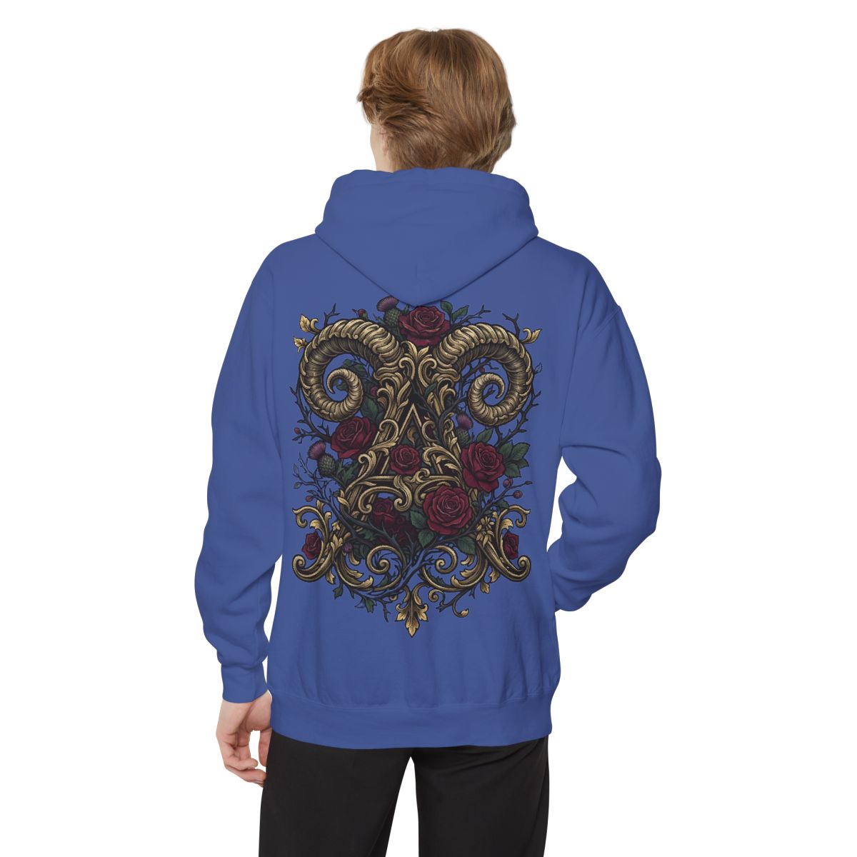 Color: Flo Blue | Floral Monogram Aries Garment-Dyed Hoodie