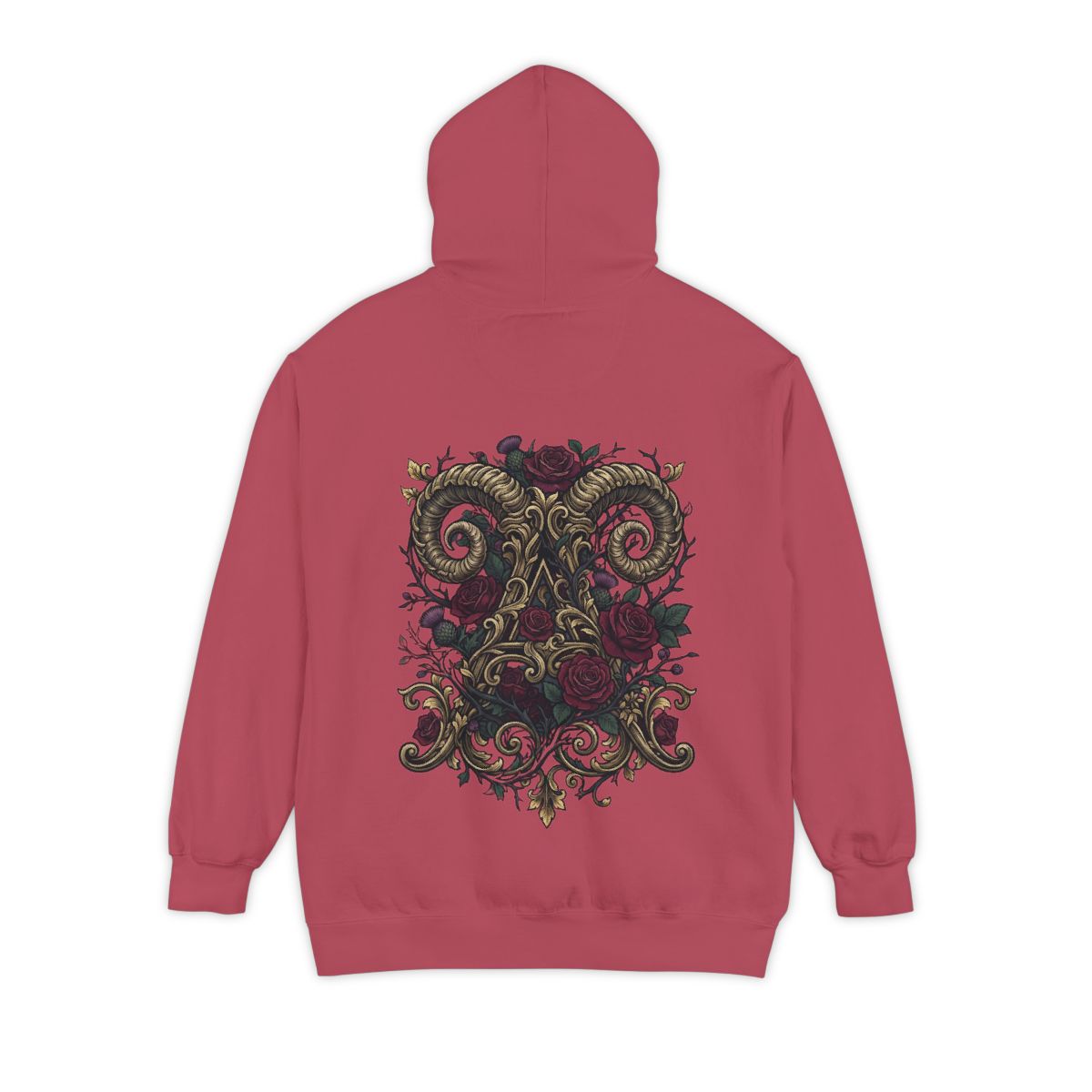 Color: Crimson | Floral Monogram Aries Garment-Dyed Hoodie