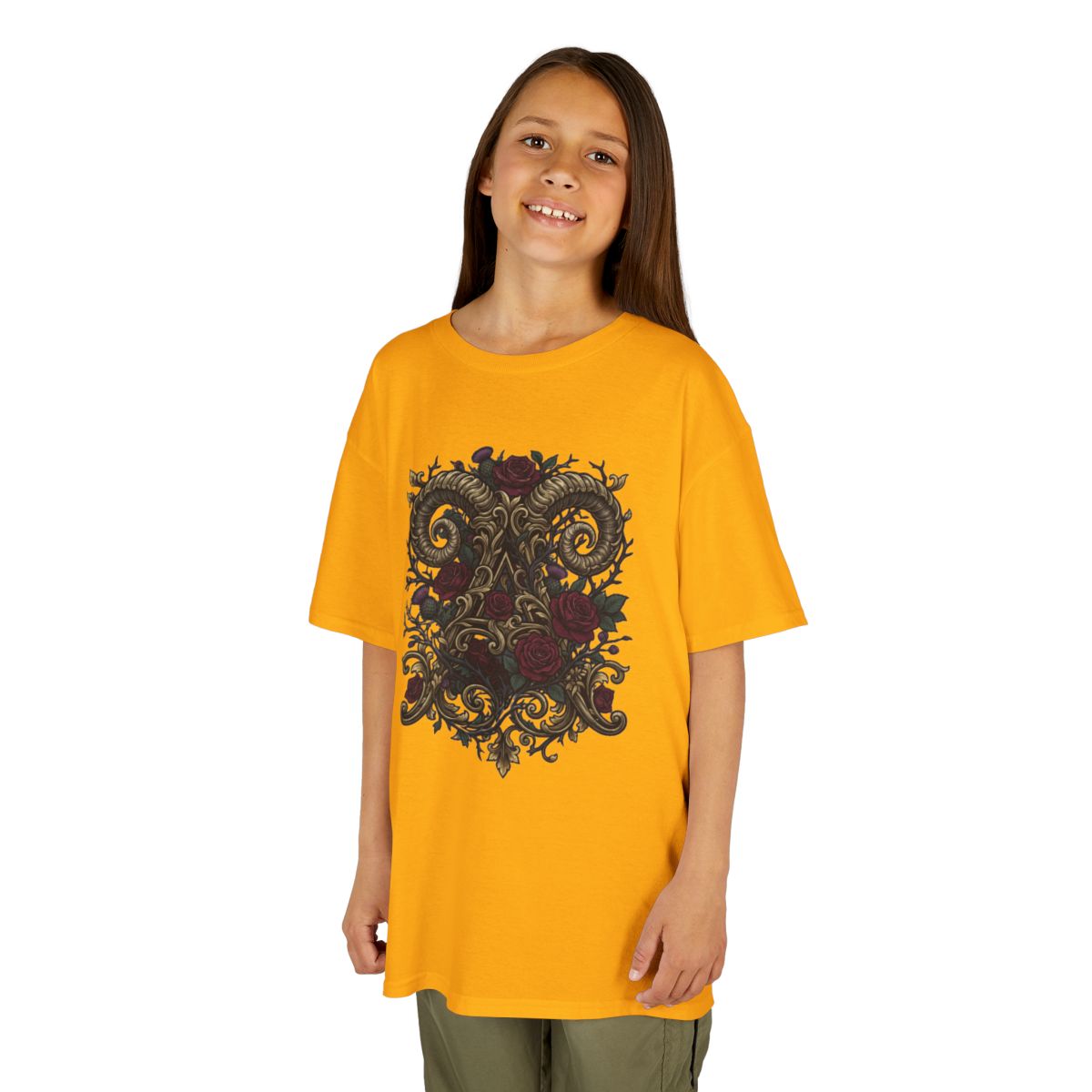 Color: Gold | Floral Monogram Aries Kids Tee