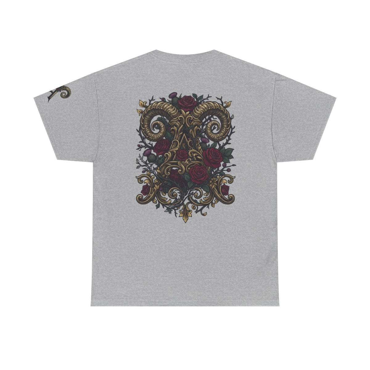 Color: Sport Grey | Floral Monogram Aries Premium Graphic Tee