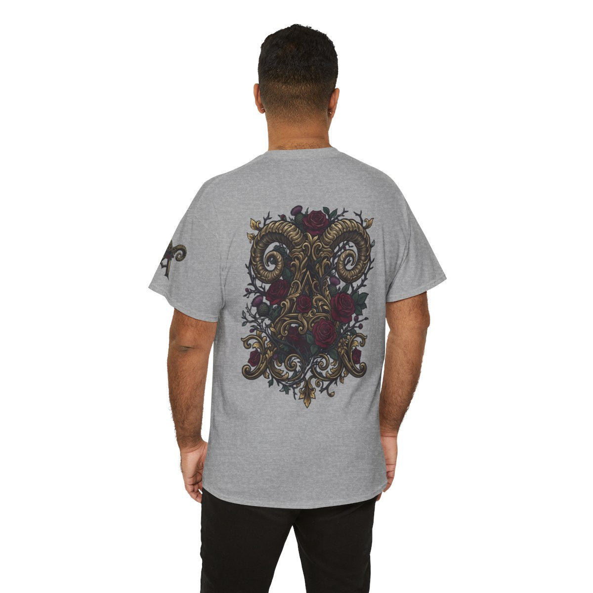 Color: Sport Grey | Floral Monogram Aries Premium Graphic Tee