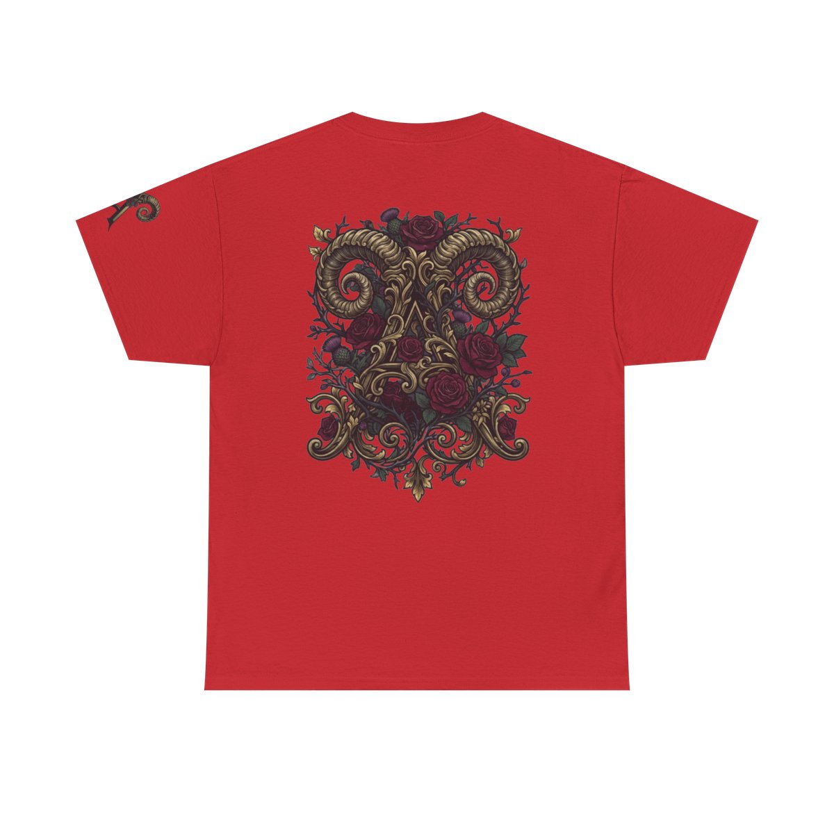 Color: Red | Floral Monogram Aries Premium Graphic Tee