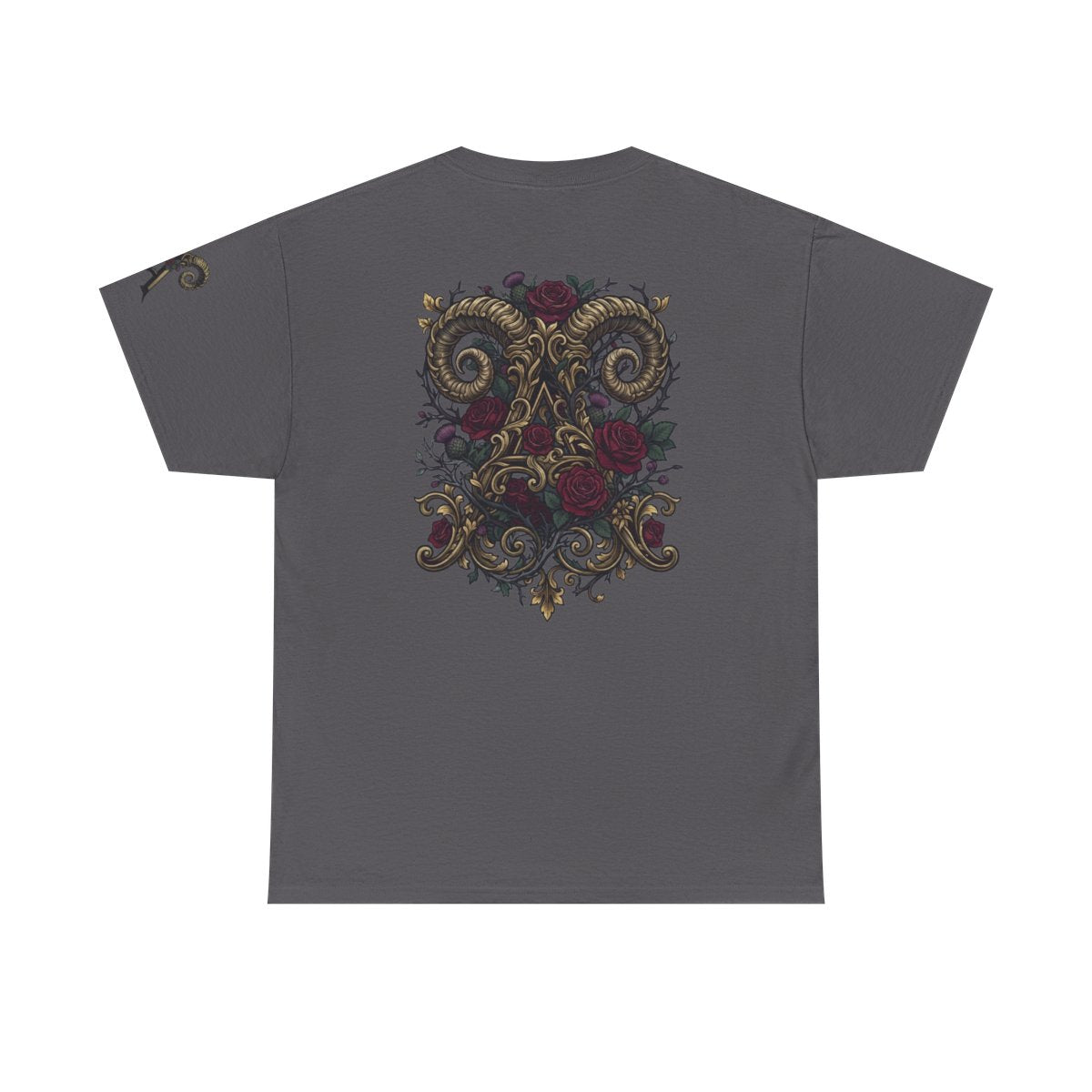 Color: Charcoal | Floral Monogram Aries Premium Graphic Tee