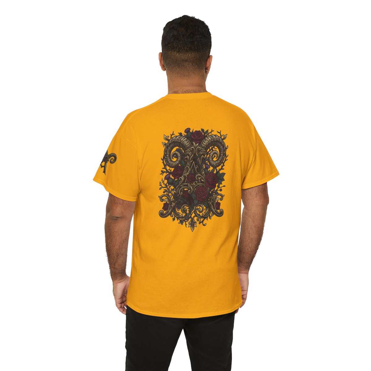 Color: Gold | Floral Monogram Aries Premium Graphic Tee