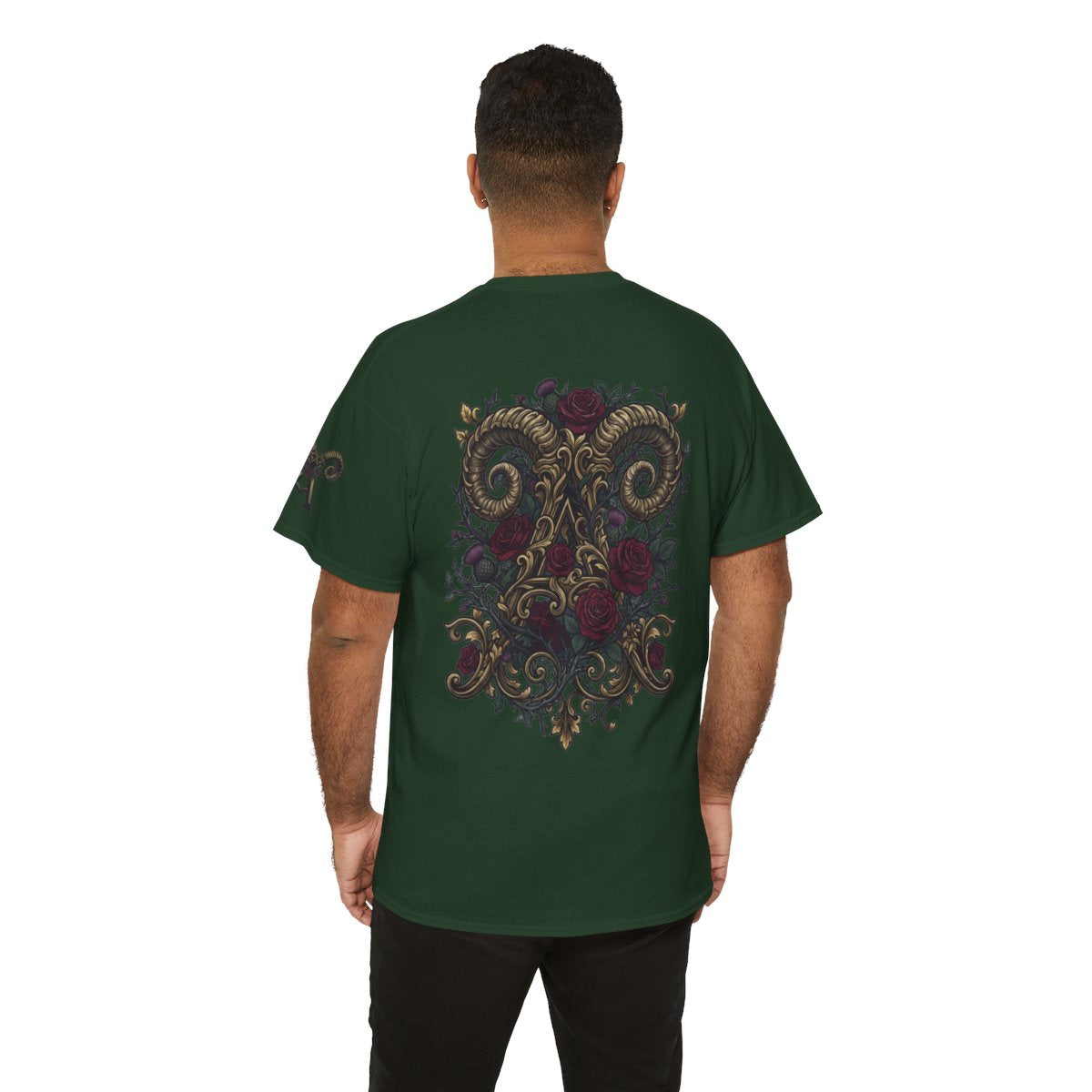 Color: Forest Green | Floral Monogram Aries Premium Graphic Tee