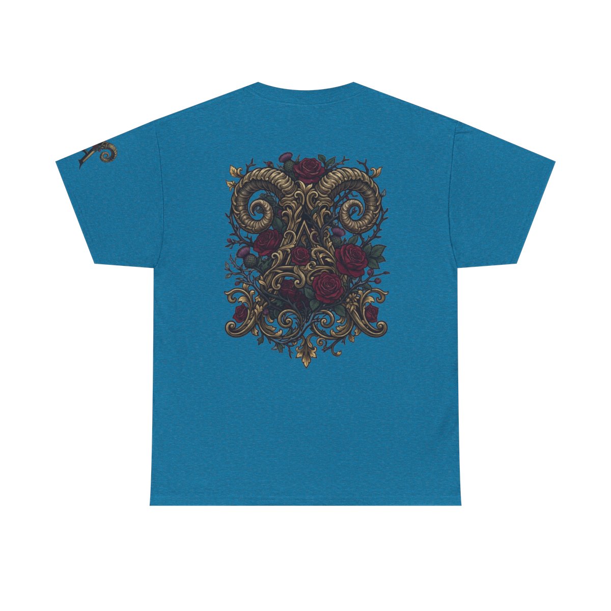 Color: Antique Sapphire | Floral Monogram Aries Premium Graphic Tee