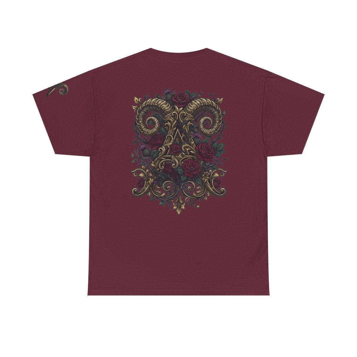 Color: Maroon | Floral Monogram Aries Premium Graphic Tee