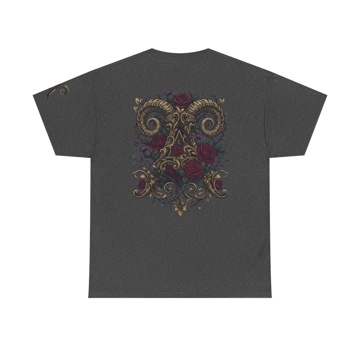 Color: Dark Heather | Floral Monogram Aries Premium Graphic Tee