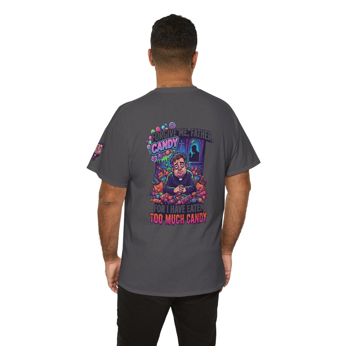 Color: Charcoal | Forgive Me Father Too Much Candy Premium Graphic Tee