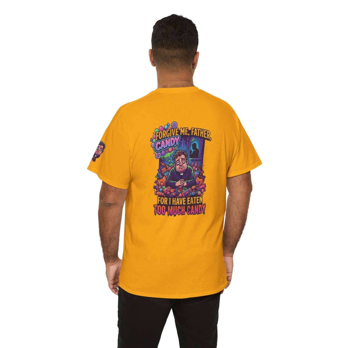 Color: Gold | Forgive Me Father Too Much Candy Premium Graphic Tee