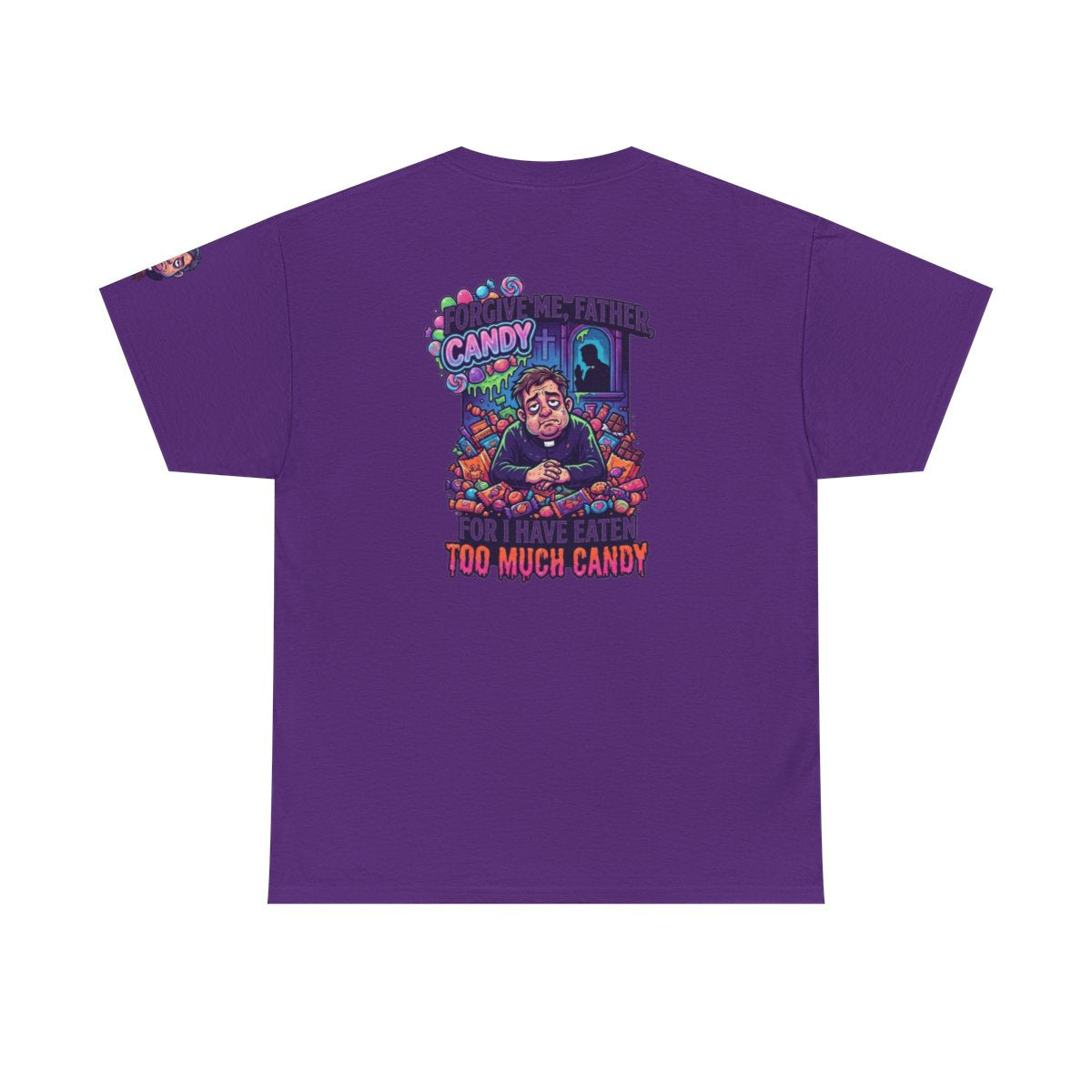 Color: Purple | Forgive Me Father Too Much Candy Premium Graphic Tee