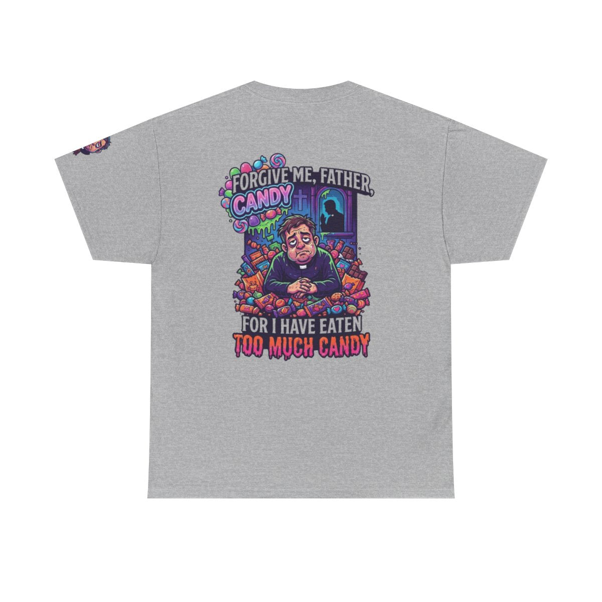 Color: Sport Grey | Forgive Me Father Too Much Candy Premium Graphic Tee
