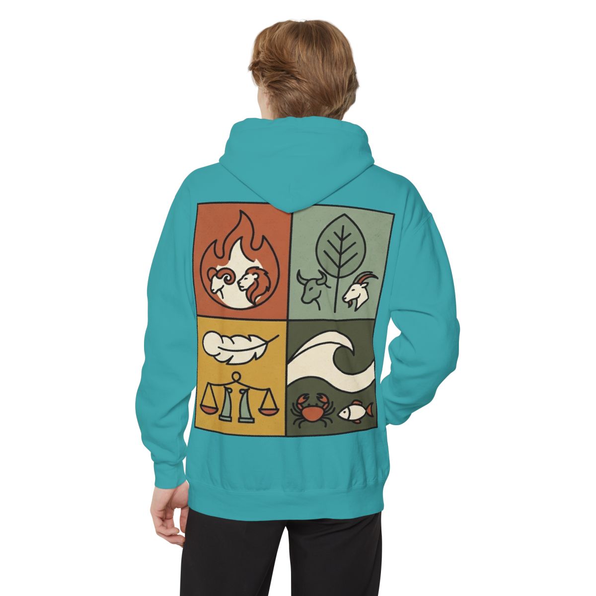 Color: Seafoam | Four Elements- Fire, Earth, Air, Water Garment-Dyed Hoodie
