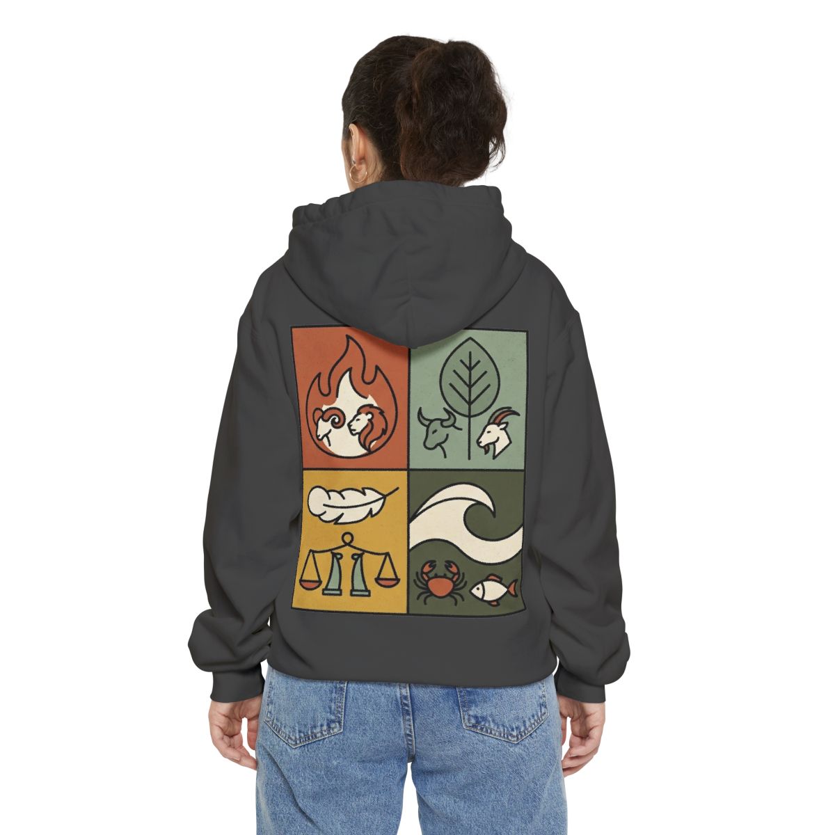 Color: Pepper | Four Elements- Fire, Earth, Air, Water Garment-Dyed Hoodie