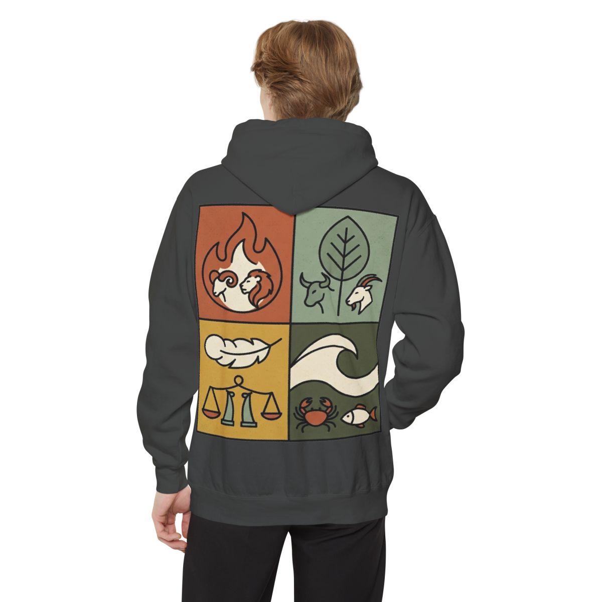 Color: Pepper | Four Elements- Fire, Earth, Air, Water Garment-Dyed Hoodie
