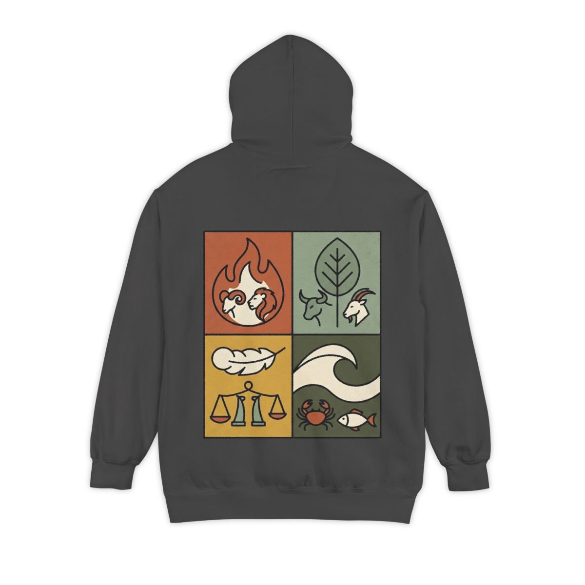 Color: Pepper | Four Elements- Fire, Earth, Air, Water Garment-Dyed Hoodie