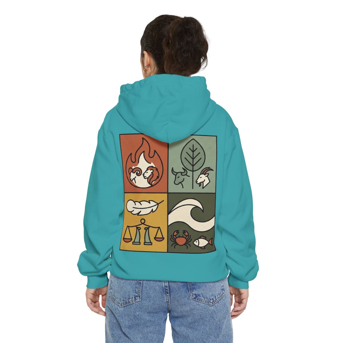 Color: Seafoam | Four Elements- Fire, Earth, Air, Water Garment-Dyed Hoodie