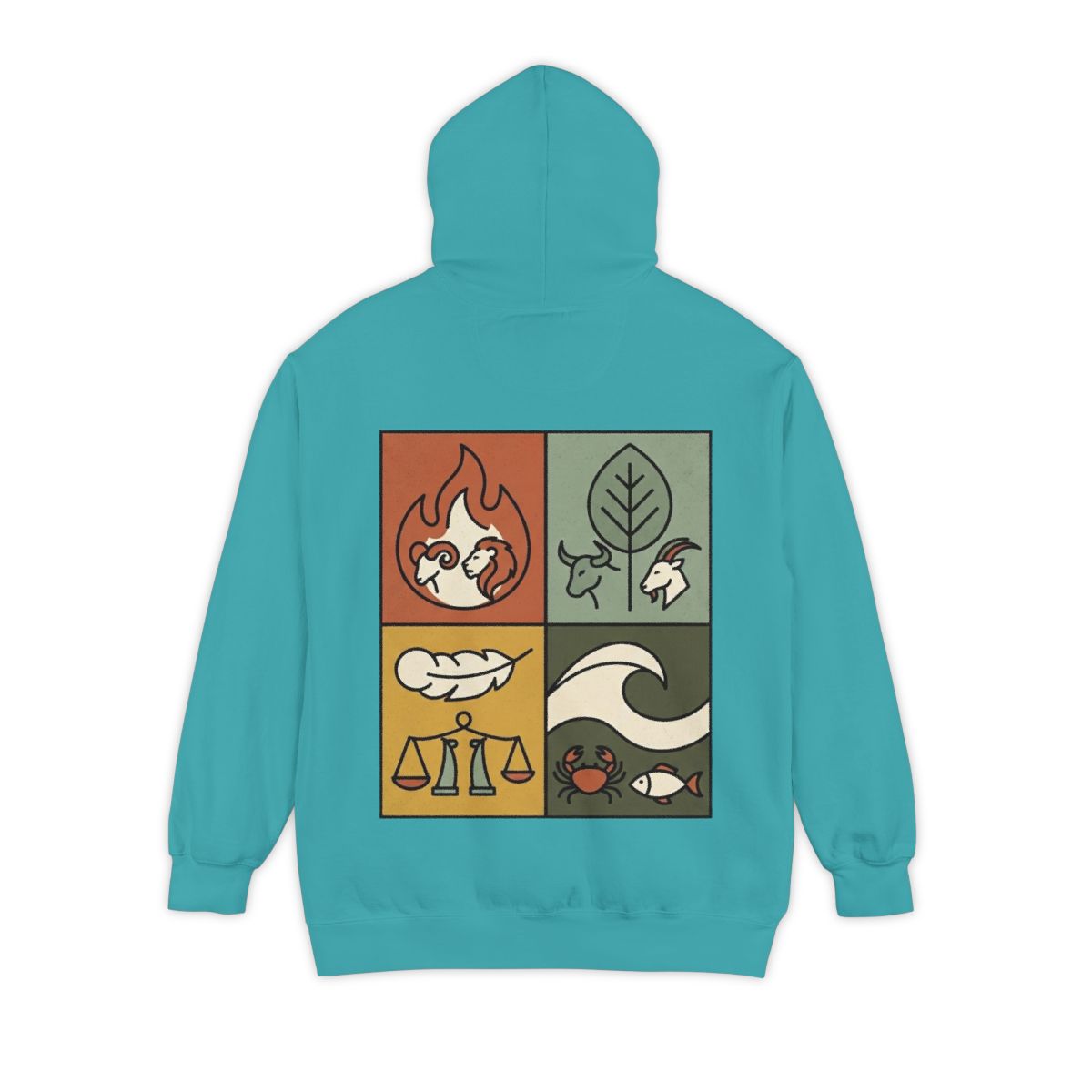 Color: Seafoam | Four Elements- Fire, Earth, Air, Water Garment-Dyed Hoodie