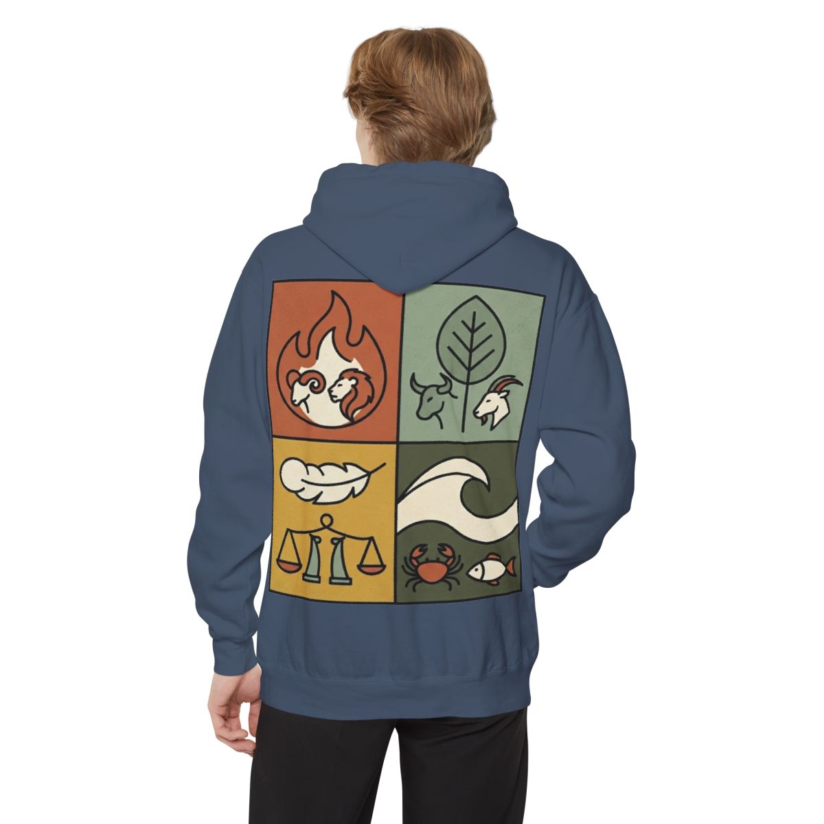 Color: Denim | Four Elements- Fire, Earth, Air, Water Garment-Dyed Hoodie