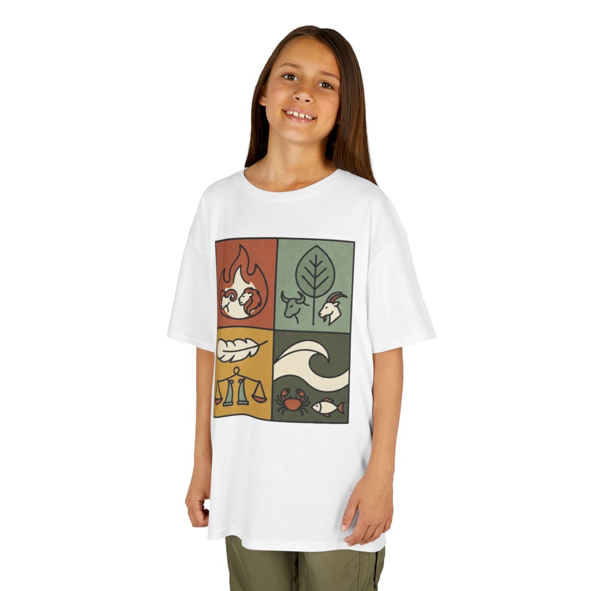 Color: White | Four Elements- Fire, Earth, Air, Water Kids Tee