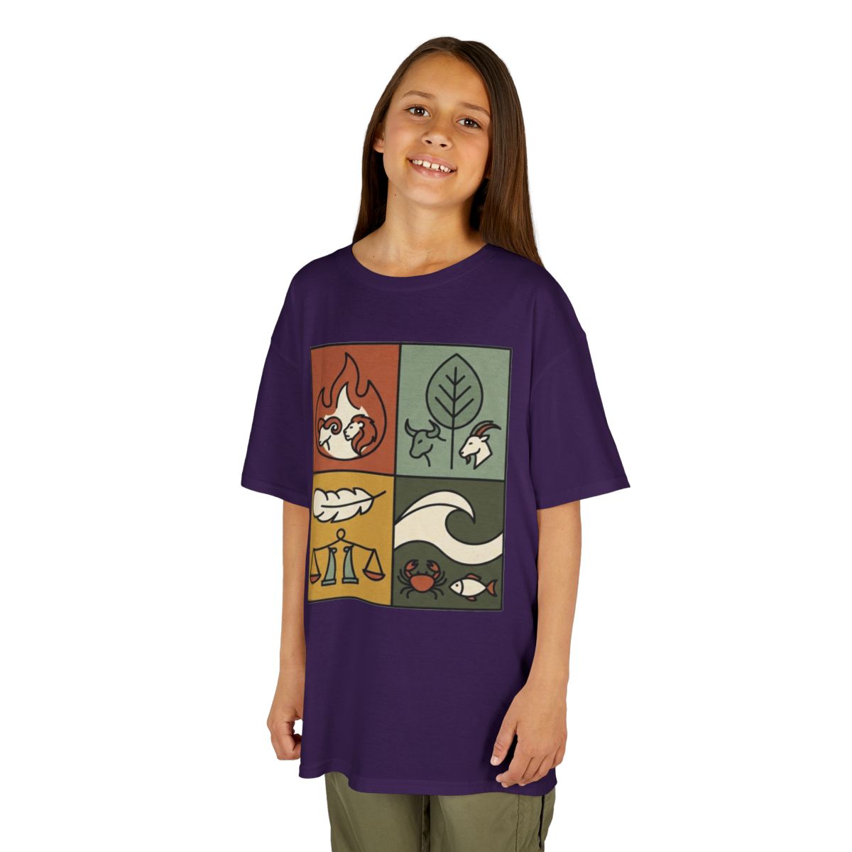 Color: Purple | Four Elements- Fire, Earth, Air, Water Kids Tee