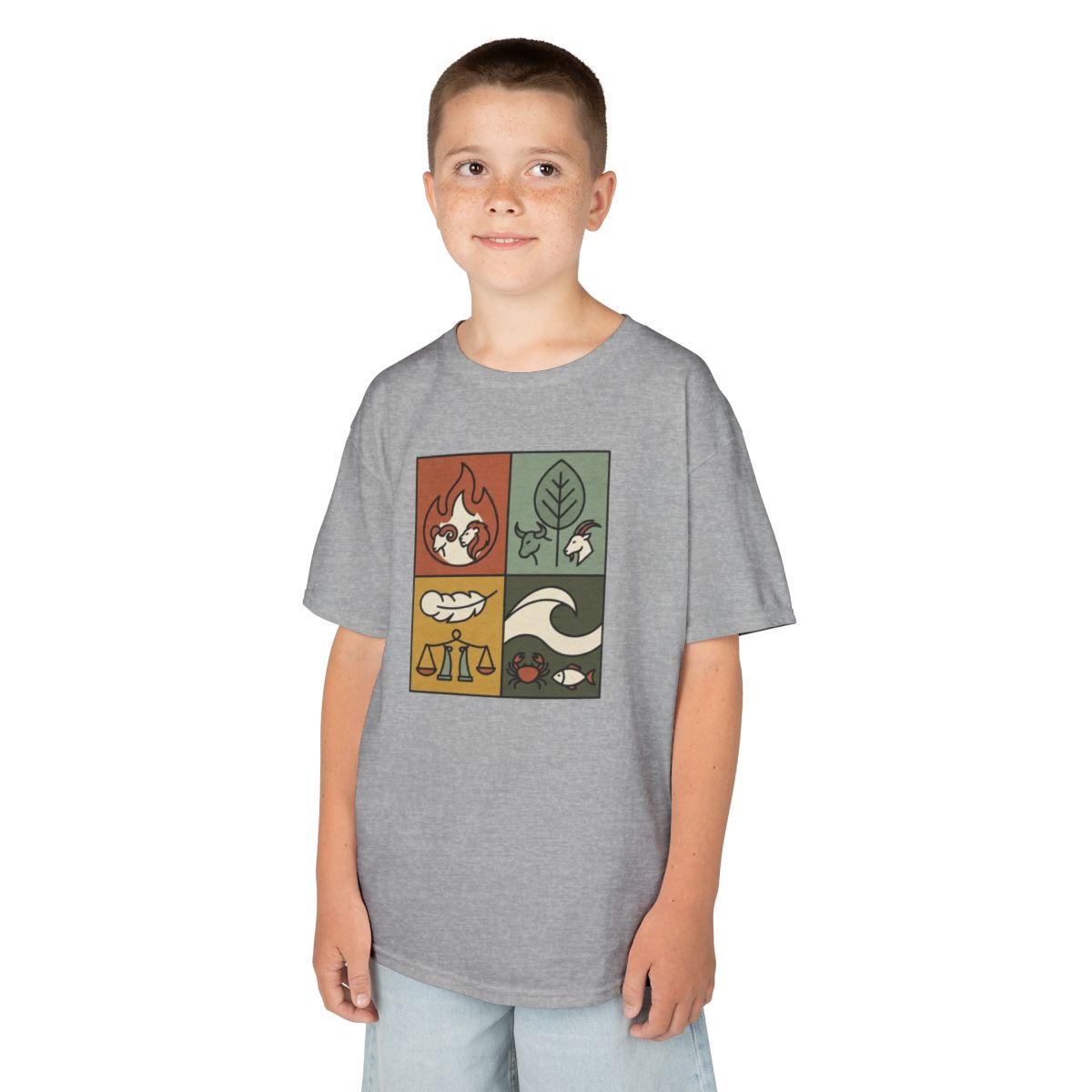 Color: Sport Grey | Four Elements- Fire, Earth, Air, Water Kids Tee