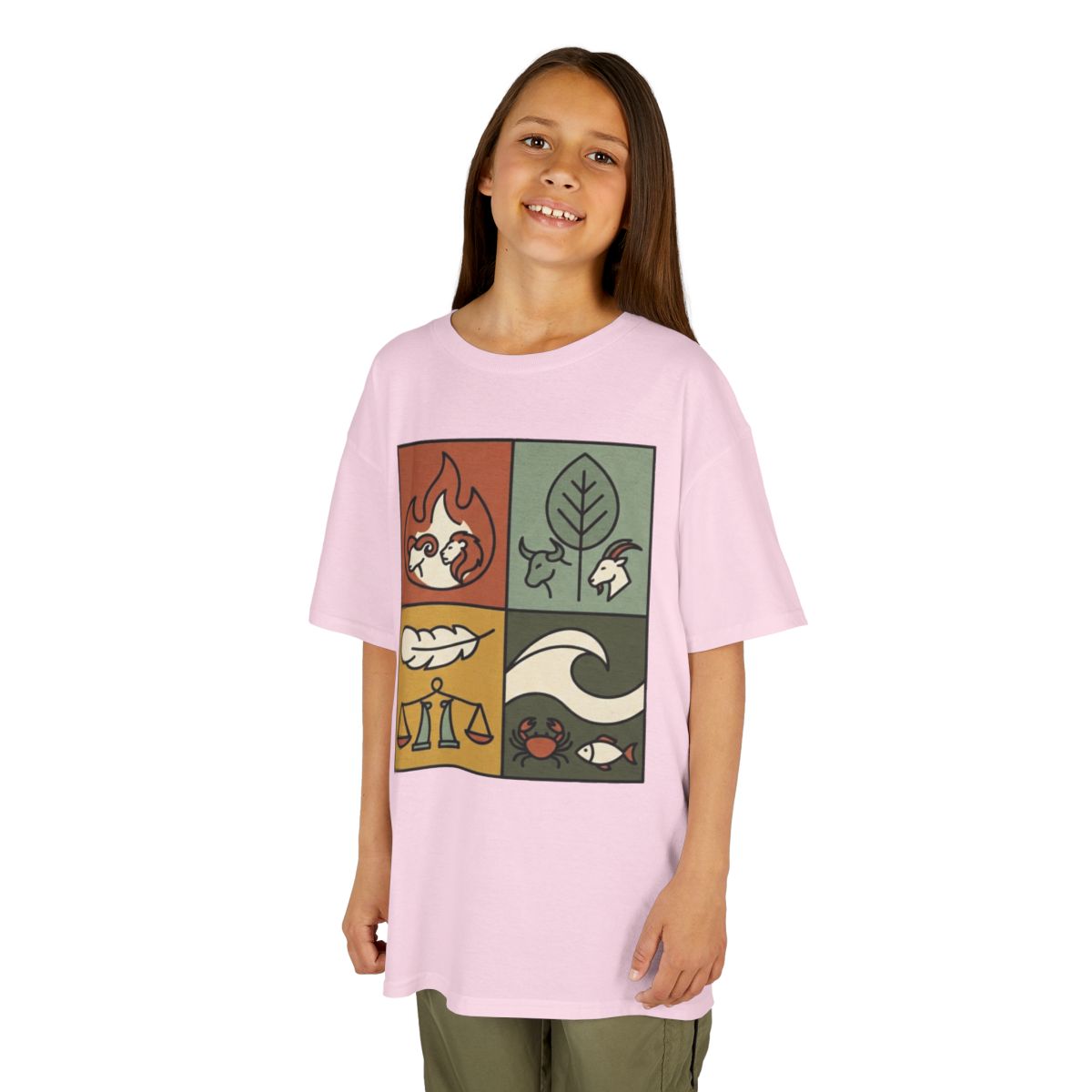 Color: Light Pink | Four Elements- Fire, Earth, Air, Water Kids Tee