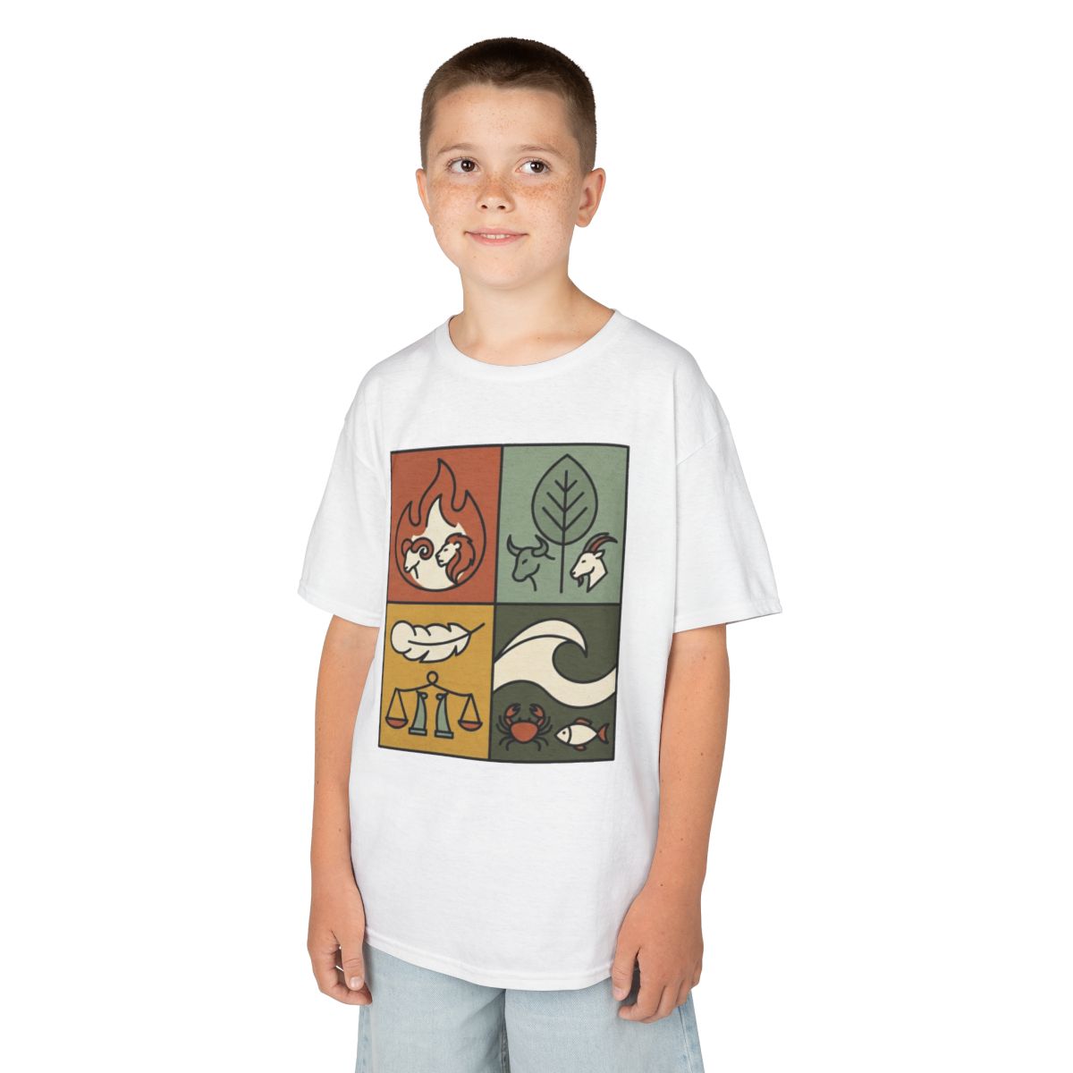 Color: White | Four Elements- Fire, Earth, Air, Water Kids Tee