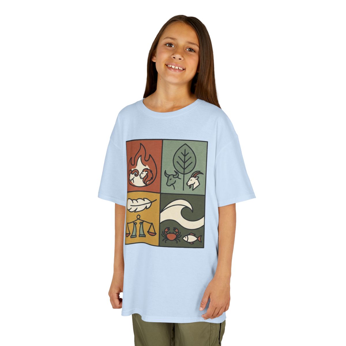 Color: Light Blue | Four Elements- Fire, Earth, Air, Water Kids Tee