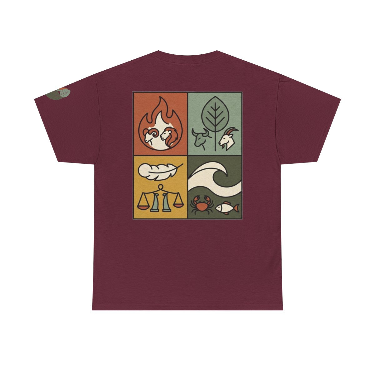 Color: Maroon | Four Elements- Fire, Earth, Air, Water Premium Graphic Tee