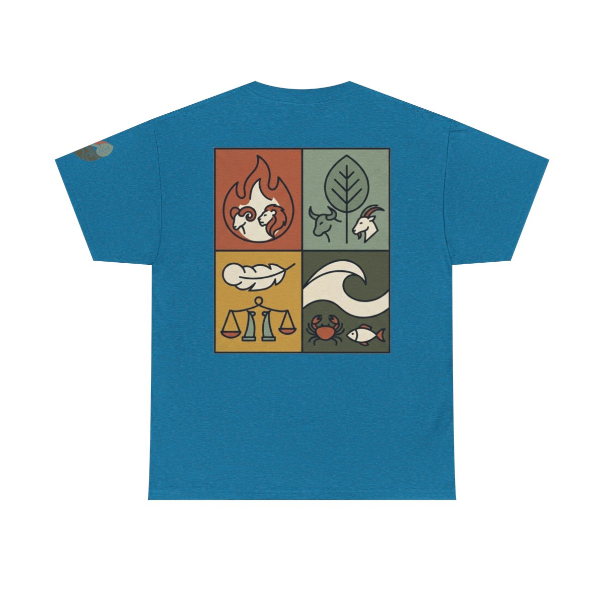 Color: Antique Sapphire | Four Elements- Fire, Earth, Air, Water Premium Graphic Tee