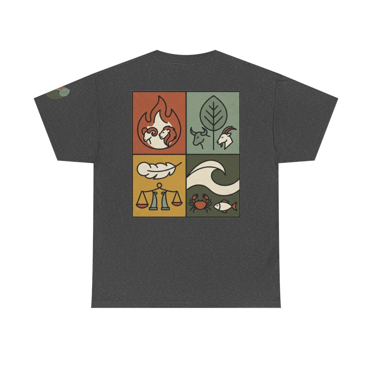 Color: Dark Heather | Four Elements- Fire, Earth, Air, Water Premium Graphic Tee