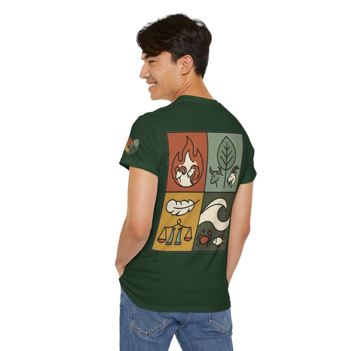 Color: Forest Green | Four Elements- Fire, Earth, Air, Water Premium Graphic Tee