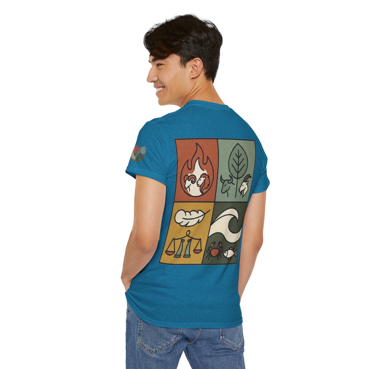Color: Antique Sapphire | Four Elements- Fire, Earth, Air, Water Premium Graphic Tee